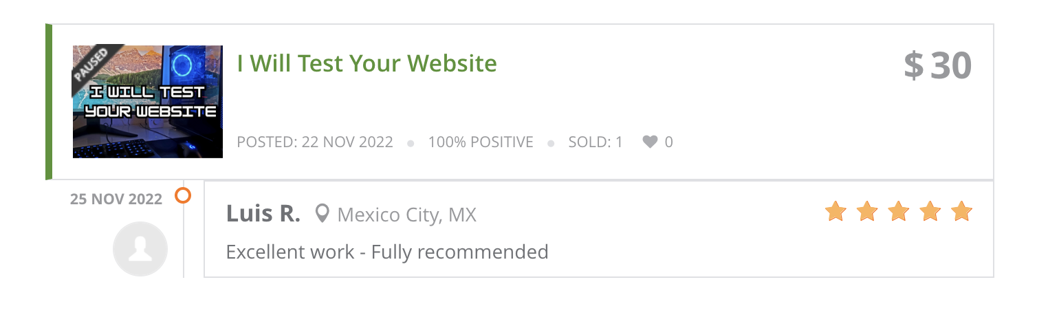 5 Star Client Review Thumbnail